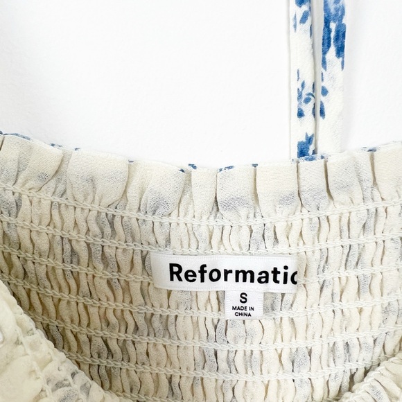 Reformation White and Blue Floral Braelyn Blouse Top S - Picture 3 of 9